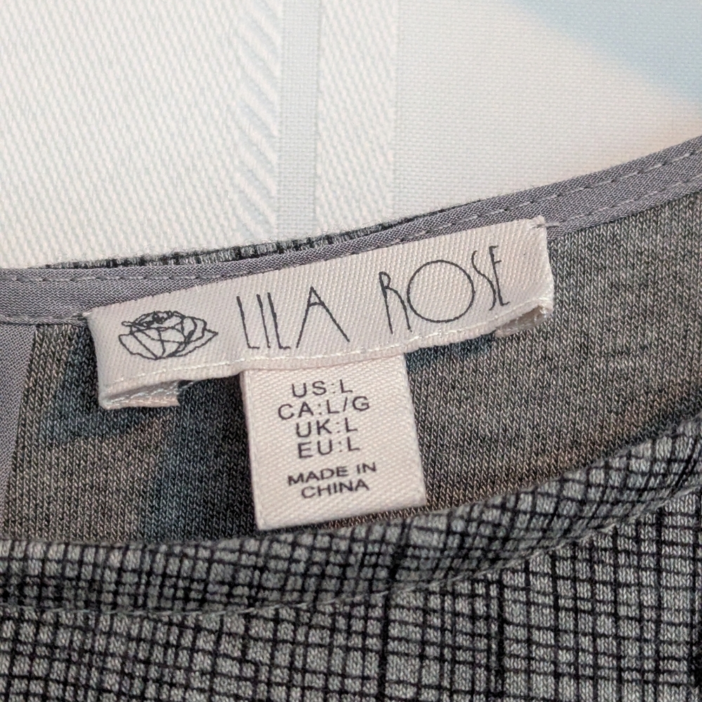 Lila Rose Charcoal Long Sleeve Dress. Size Large. - Picture 2 of 6